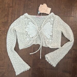 Lacemade butterfly love letter knit cardigan